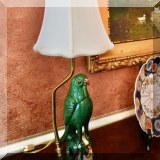 DL06. Pair of antique porcelain parrot lamps. 